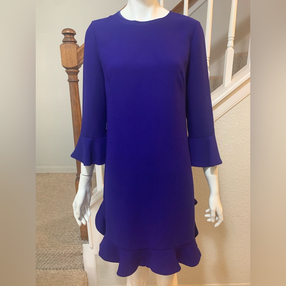 Kate Spade Royal Blue Ruffle Long Sleeve Dress Size 6